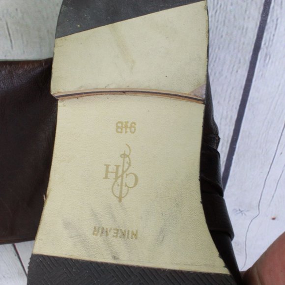 Cole Haan Brown Leather Side Zip Buckled Knee High Boots Size 9.5 B - Picture 11 of 12